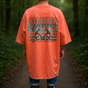 Realtree Fishing Graphic Short Sleeve Tshirt Orange Mens XL